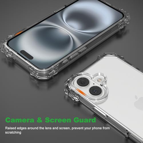 for iPhone 16 Crystal Clear Case with Detachable Adjustable Crossbody Strap, Slim Fit Shockproof Protective Phone Case with Anti-Lost Shoulder Neck Lanyard 6.1" 2024 - size: iPhone 16