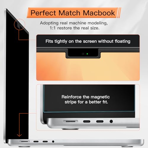 Privacy Screen for MacBook Pro 14 Inch 2021-2026 M5/ M4 /M4 Pro /M4 Max /M3 /M3 Pro /M3 Max /M2 Pro /M2 Max /M1 Pro /M1 Max, Magnetic Removable Anti Blue Light Glare Screen Protector - size: 14 Inch (MacBook Pro 2021-2026)