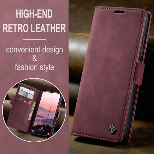 Compatible with Samsung Galaxy S26 Ultra Case with Card Holder, Kickstand Protective Flip Folio Leather Wallet Case for Galaxy S26 Ultra 5G 6.9 inch (Wine Red) - color: Wine Red, size: S26 Ultra 6.9 Inch