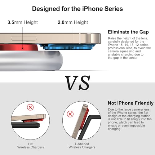 3 in 1 Charging Station for Apple Devices, Faster Mag-Safe Charger Stand, Magnetic Wireless Charger Station for iPhone 17 16 15 14 13 12 Pro Max Plus, Apple Watch iwacth & AirPods, Adjustable Angle - color: Crystal Silver