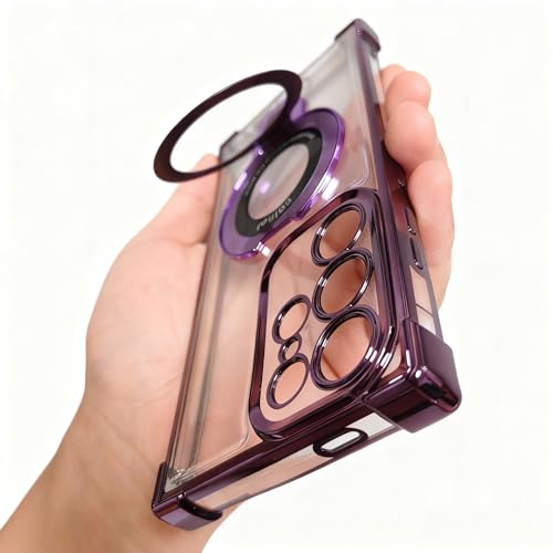 case Compatible with Samsung Galaxy s22 Ultra case Rugged softcase Protective with Ring Stand Clear for s22 Ultra Phone case,Purple - color: Purple, size: Samsung Galaxy S22 ultra