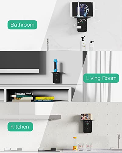Wall Outlet Extender with Shelf, Surge Protector 6 AC Multi Plug Outlet - color: Black, size: 3 USB