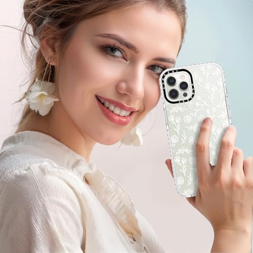 Dumkery Cute White Flowers Case Compatible with iPhone 12 Pro Max Clear Case, Floral Aesthetic Pattern, Soft TPU Shockproof Slim Cases Cover for Girls Women - size: iPhone 12 Pro Max