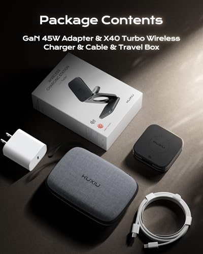 KU XIU Qi2.2 25W Magnetic Wireless Charger, Foldable 3 in 1 Travel Charging Station for iPhone 17/16/15/14/13/12, 5W for Apple Watch & AirPods, Aluminum Alloy Design, 45W GaN Adapter Included, Black - color: Black
