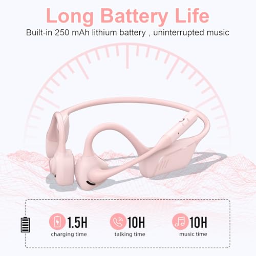 Open Ear Headphones, Trucker Bluetooth Headset with Upgraded Microphone - color: Pink