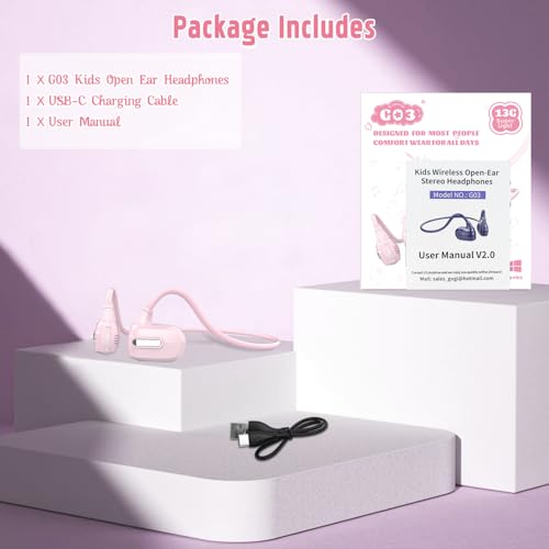 BANIGIPA Kids Headphones, Open Ear Headphones for Teens Child Boys Girls - color: G03-Pink