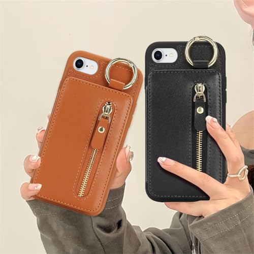 Havaya Flip Wallet Case for iPhone SE 3rd & 2nd Gen iPhone 8 & 7 - Brown - color: Brown-Ring, size: iPhone SE 3rd & 2nd Gen & 8 & 7 Case