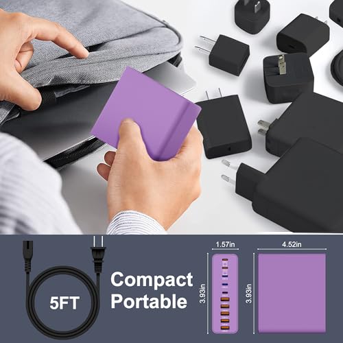 800W USB C Charger Block,10-Port Charging Station - color: Purple