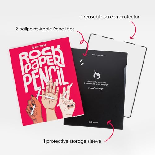 Astropad Rock Paper Pencil v3.0 – Paper Screen Protector for iPad Air 11-in (M2/M3/M4) & (M3, 2025) & iPad 10.9-in. (10th & 11th Gen) + Apple Pencil Tips 2 Pack – Compatible with Apple Pencil 1st/2nd Gens and Pencil Pro - size: iPad Air 11-in (M2/M3/M4) &