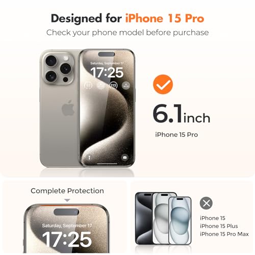 UNBREAKcable 4-Pack iPhone 15 Pro Screen Protector, 9H Hardness | 9H tempered glass | 99.99% HD clarity | Double Shatterproof|alignment frame easy install | case-friendly - size: iPhone 15 Pro