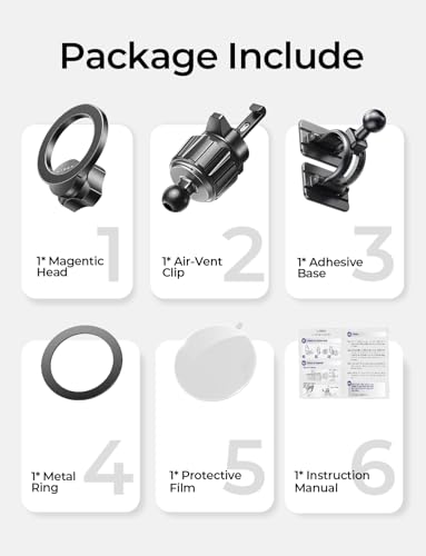 LISEN for MagSafe Car Phone Mount -Strong Magnets Magnetic Phone Holders for Your Car 2-in-1 Vent Dashboard Magnet Cell Phones Holder Mounts Car Accessories fit Note 18 iPhone 17 Pro Max Carbon Fiber - color: NEW Upgraded-Carbon Fiber