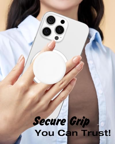 Svanove Silicone Magnetic Phone Grip Compatible with Magsafe Phone Grip Holder, Cute Cell Phones Grips Stand Collapsible Kickstand for iPhone Samsung, Slim Thin Matte Soft Rubber TPU, White - color: White, style: Magnetic