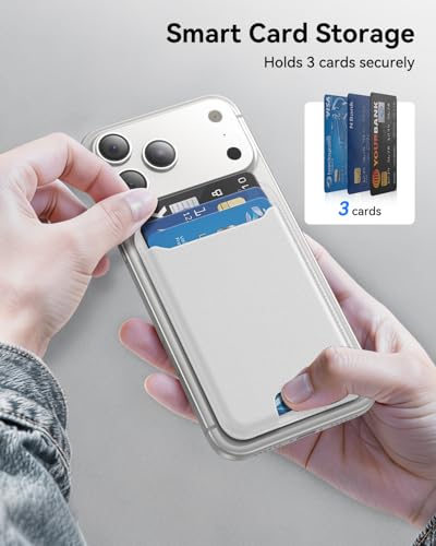 TWZKG for MagSafe Wallet, 3 Cards Holder, Slim Magnetic Phone Wallet for iPhone 17/16/15/14/13/12 Pro Max Plus Air Series,RFID Blocking Vegan Leather,White - color: White