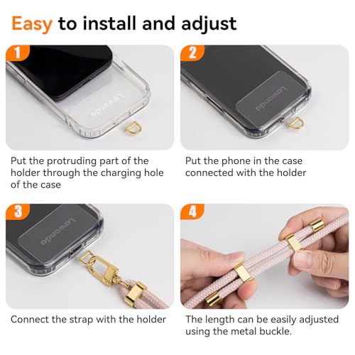 2 Pads Phone Lanyard Crossbody Adjustable Anti Theft Cell Phone Strap for Travel Essentials, Premium Metal Buckles, Universal Neck Wrist Lanyard 2pcs Phone Tether Tab (Black/Gold) - color: Black/Gold