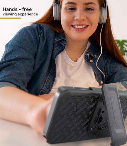 MOTIVE for iPhone 16e Case with Belt Clip, Rigid, Kickstand | 6.1" | Ranger v1 Series, Black, 360° holster, open-top/open-bottom port access, textured grip, slim - size: iPhone 16e