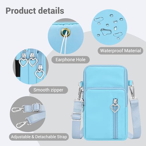YINHEXI Small Crossbody Bags for Women Trendy, Mini Triple Compartment Cell Phone Crossbody Wallet Purses - color: Blue-2