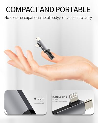 Aux to USB C Lightning Adapter for Iphone 17 16 15 14 13 Pro Max (2in1) Headphone Jack 3.5mm Audio Cable Male Connector Pc for Ipad Adaptor Compatible with Samsung S21 Stereo Earphone Accessory Adater
