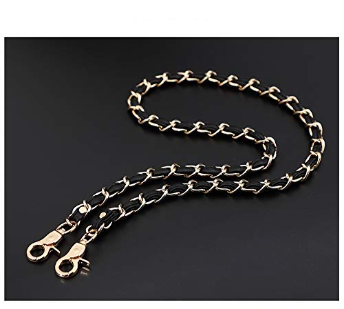 UnnFiko 43" DIY Bag Purse Chain Strap Replacement Crossbody Bag Straps Purse Accessories Straps Handmade Shoulder Bag Charms for Handbag Bags (Black & Gold, Metal Chain) - color: Black & Gold