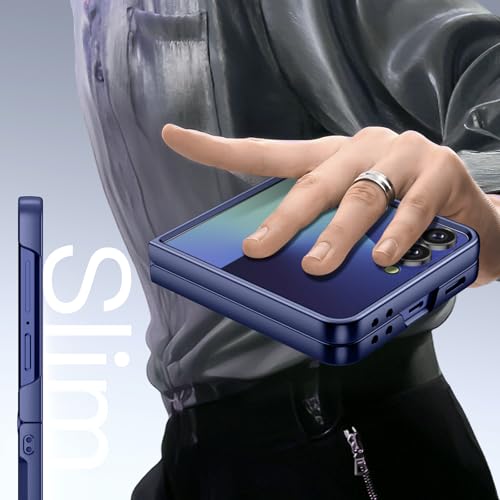 JETech Case for Samsung Galaxy Z Flip 7, Blue Shadow | Built-in Front Screen Protector, Slim Hard PC Design, Shockproof Protection, Anti-Scratch Finish - color: Blue Shadow