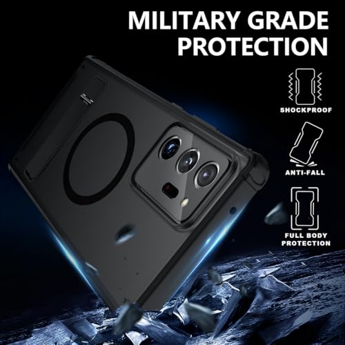 TIANNIUKE Magnetic Case for Samsung Galaxy Note 20 Ultra, Translucent Matte Anti-Fingerprint,Compatible with MagSafe,Adjustable Kickstand,Shockproof Protective Phone Case (Black) - color: Kickstand Black, size: Galaxy Note 20 Ultra