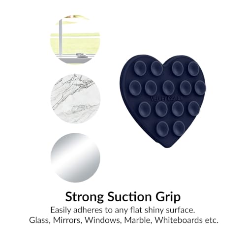 Velvet Caviar Suction Cup Phone Case Mount Compatible with MagSafe Devices Only - Magnetic Silicone Sticky Phone Grip Holder for iPhone Back of Phone - Mirror Gripper (Admiral Navy Heart) - color: Admiral Navy Heart