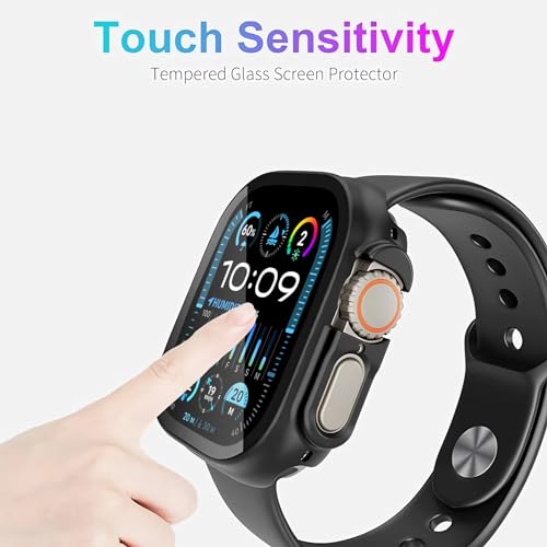 Smiling 2 Pack Case Compatible with Apple Watch Ultra 3(2025)/ Ultra 2 /Ultra 49mm with Tempered Glass Screen Protector, Hard PC Case Scratch-Resistant Overall Protective Cover - Black - color: Black, size: 49mm