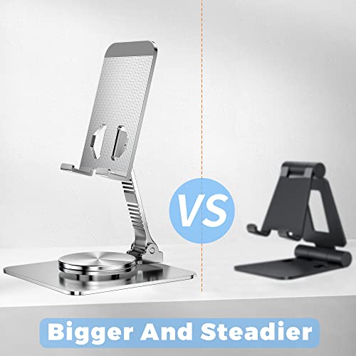 Rotatable Foldable Phone Stand for Desk, Fully Adjustable Desktop Holder Cradle Dock Compatible with iPhone 14 13 12 11 Pro Max Xr, Nintendo Switch, Tablets, All Phones(Grey) - color: silver