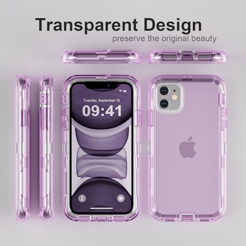 Follaroma for iPhone 11 Case, Shockproof, Crystal Purple | Heavy Duty Shockproof Protection Phone Cases, Anti-Drop, Military Grade Dual Layer Transparent Rugged Protective Cover, 6.1" - color: Purple, size: iPhone 11 6.1’