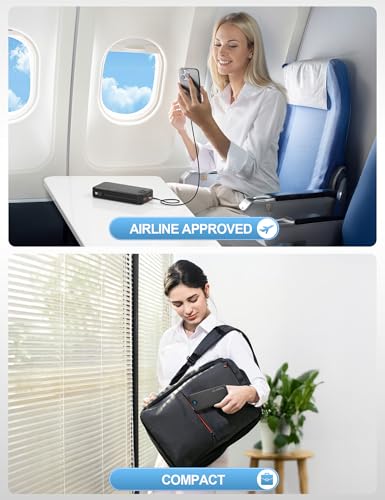 citicr Portable Charger 20000mAh PD20W w/Built-in Cables & Wall Plug Black - color: Ebony