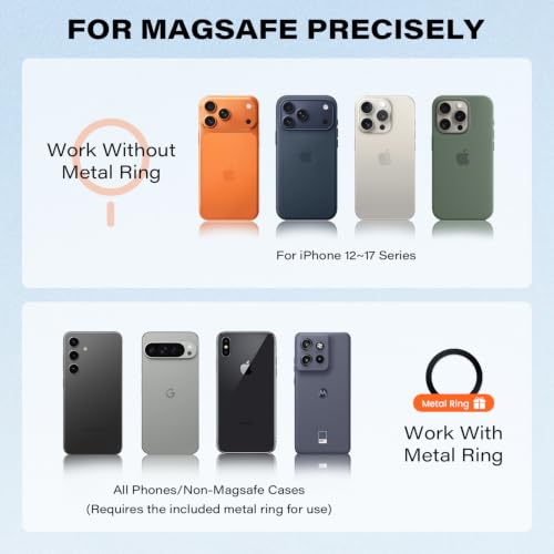 A2C for MagSafe Car Vent Mount, One-Piece Metal Hook Magnetic Vent Holder