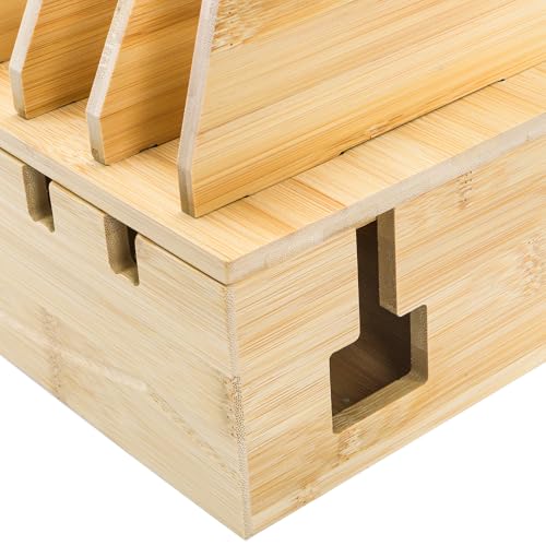 WRINGKIT Bamboo Charging Station for Multiple Devices, Hold 6 Devices
