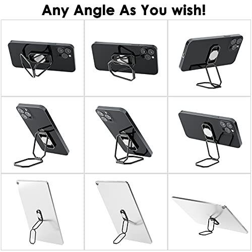 Phone Ring Holder Finger Kickstand, Upgraded 360° Rotation Metal Phone Grip for Magnetic Car Mount Foldable Cell Phone Stand Compatible with Most Smartphones - color: Grey Black