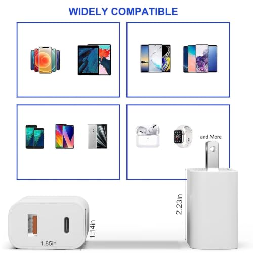 3 Pack USB C Charger Block,20W USB-C & USB-A Port Charger,for i Phone 17/16/15/14/13/12/11/X/8, i Pad and More - color: 3p white