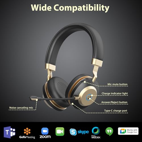 Earbay Wireless Headset with Microphone, AI Noise Cancelling & Dongle