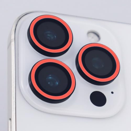 Luminous Camera Lens Protector for iPhone 16 Pro / 16 Pro Max Metal Ring Tempered Glass Glow in The Dark Lens Cover (3PCS) (Red, for iPhone 16 Pro/16 Pro Max) - color: Red