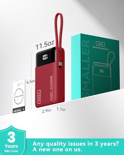 INIU Portable Charger, Smaller 45W Fast Charging Power Bank, 20000mAh Red - color: Red, size: 20000mAh