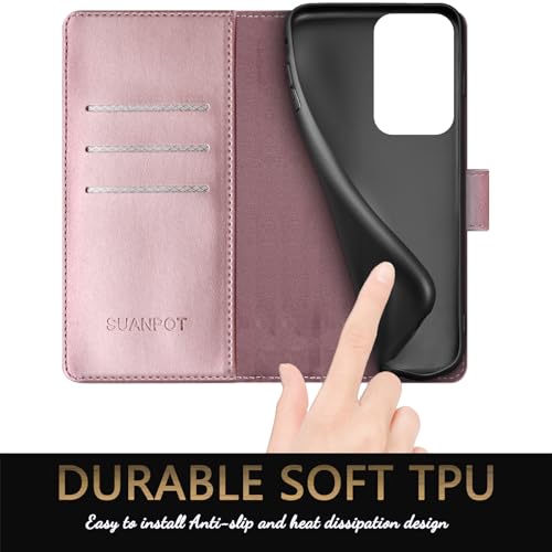 SUANPOT for Motorola Moto G Power 5G 2024 6.7" Wallet case with RFID Blocking Credit Card Holder,Flip Book PU Leather Protective Cover Women Men for Power 5G 2024 Phone case Rose Gold - color: Rose Gold