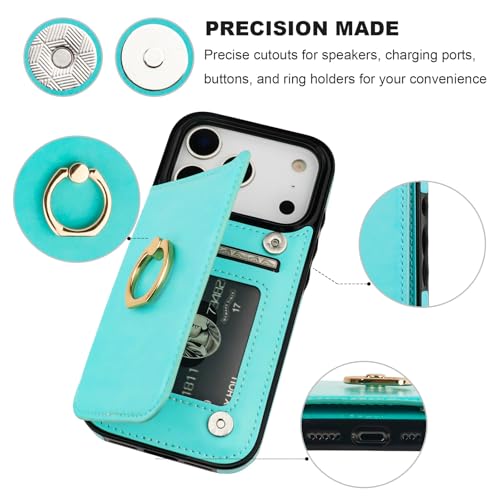 ONETOP for iPhone 18/17 Pro Wallet Case with Credit Card Holder,LightBlue - color: Light Blue