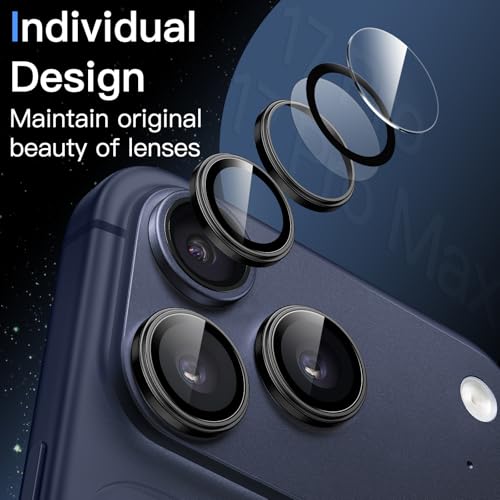 JETech Camera Lens Protector for iPhone 17 Pro/17 Pro Max, Black, 1 Set - color: Black