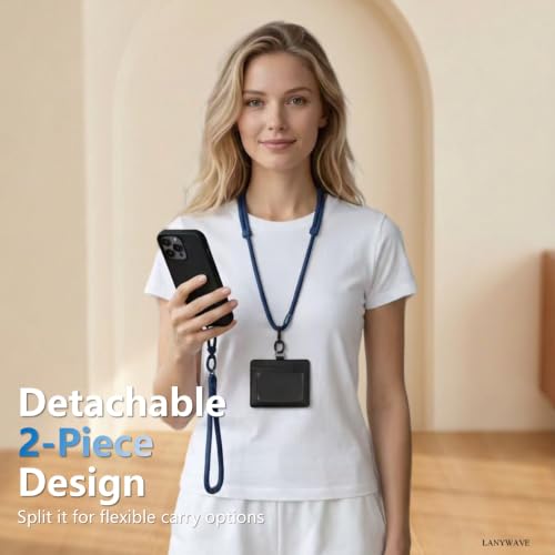 4-in-1 Phone Lanyard, Crossbody, Neck, Wrist & Finger Strap - color: Blue