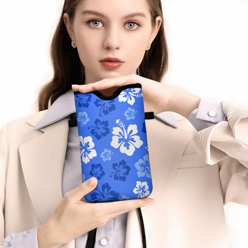 Universal Phone Sleeve Pouch with Crossbody Strap 7.6 X 4.3 Inches Shockproof Water Resistant Mobile Protection Bag-Hawaiian Floral Neoprene Phone Pouch Bag - color: Hawaiian Floral-Phone Pouch
