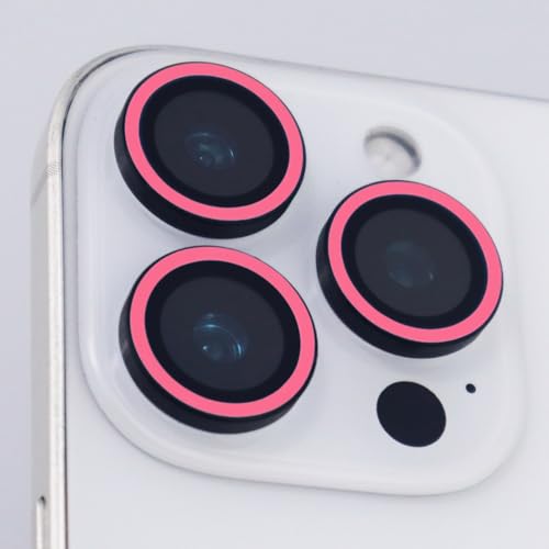 Luminous Camera Lens Protector for iPhone 16 Pro / 16 Pro Max Metal Ring Tempered Glass Glow in The Dark Lens Cover (3PCS) (Pink, for iPhone 16 Pro/16 Pro Max) - color: Pink
