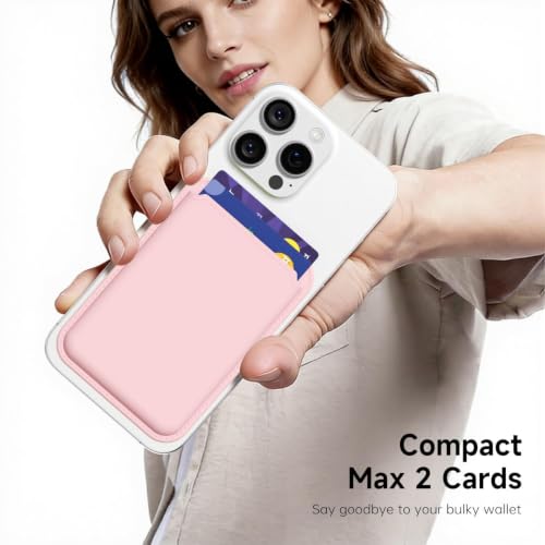 LoeoeL Magnetic Phone Wallet Compatible with Magsafe Wallet, Silicone ID Credit Card Holder Wallets for Back of Phone Pocket, Slim Thin Pouch Sleeve Wallets for iPhone Samsung, Light Pink - color: Pink