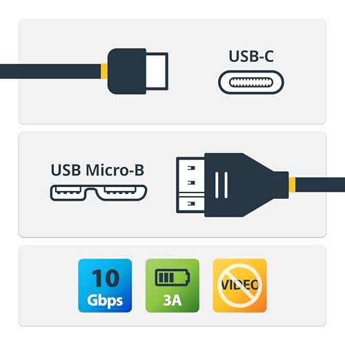 StarTech 3.3ft/1m USB-C to Micro-B Data Cable, USB 10Gbps, 3A, Transfer - size: 3 ft / 1m, style: USB 3.1 - C to Micro B