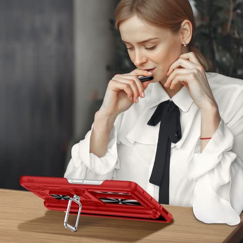 VEGO for Samsung Z Fold 4 Case with Belt Clip Holster and Kickstand - color: A-Red, size: Galaxy Z Fold 4