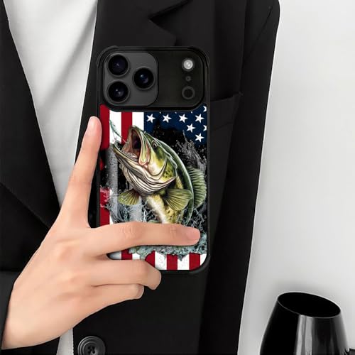 case for iPhone 17 Pro Max,Compatible with Magsafe,All-Round Protection Shockproof Anti-Scratches TPU Case Cover-Vital Bass Fish American Flag - color: Vital bass fish American flag, size: IPhone 17 Pro Max