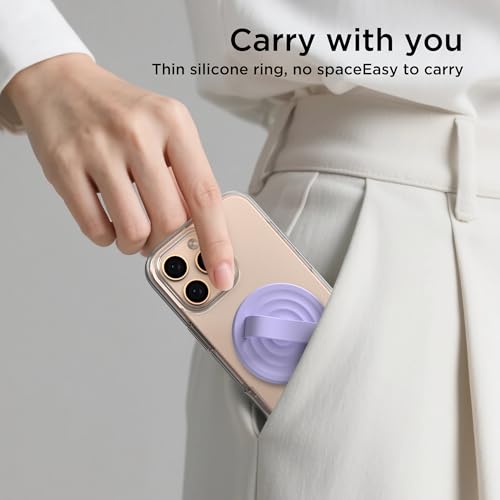 Magnetic Phone Grip for MagSafe, Silicone Ring Grip, Lilac Purple - color: Lilac Purple