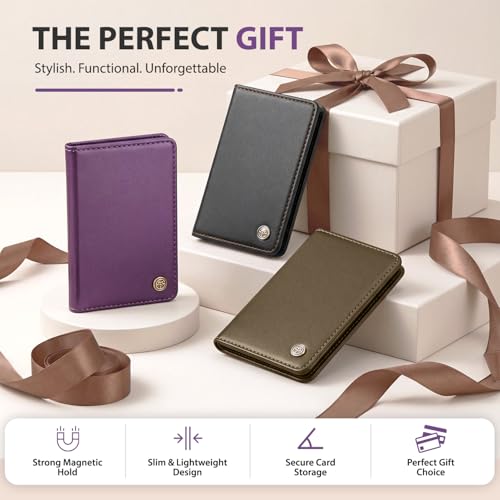 Magnetic Wallet for iPhone, Detachable Magnetic Card Holder Compatible with MagSafe, RFID Blocking Magnetic Phone Wallet with Kickstand for iPhone 17/16/15/14/13/12 Series, Purple - color: Purple