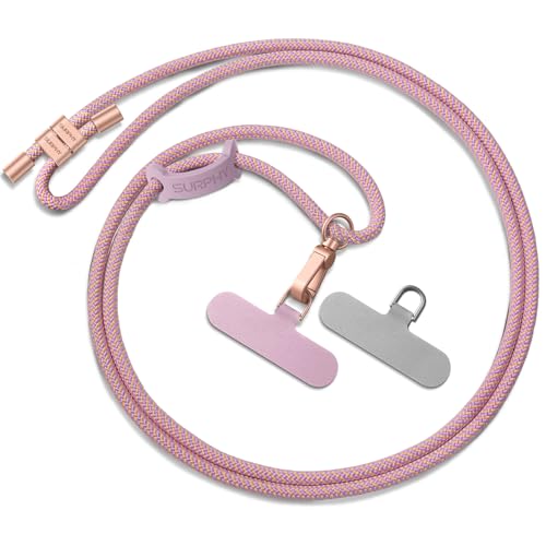SURPHY Phone Lanyard Crossbody, Phone Strap Crossbody with 2 Tether Tabs - color: Pink & Purple