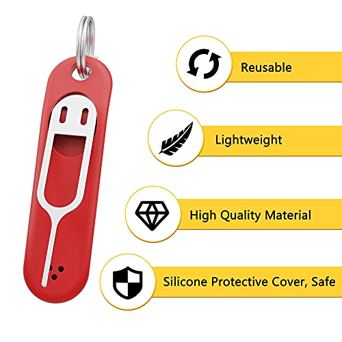 6 Pcs SIM Card Removal Tool- Sim Card Tray Pin Eject Removal Tool Needle Opener Ejector, Suitable for All iPhone, Samsung and Other Smart Phones, with Removable Key Chain Charm